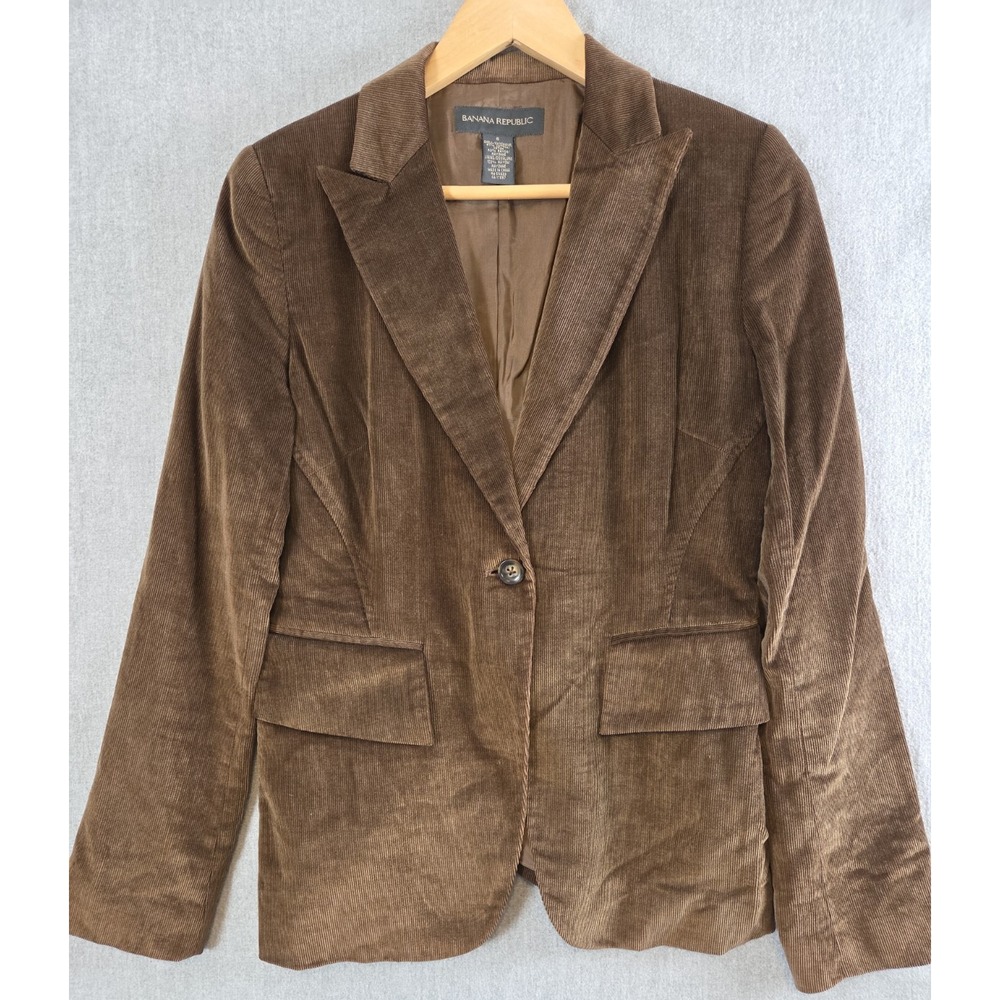 Banana Republic Vintage Size 6 Brown Fine Wale Corduroy Blend Jacket Blazer 2001